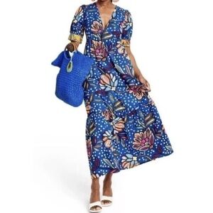 Tabitha Brown x Target Floral/Polka Dot Puff Sleeve Maxi Dress Womens Size 8